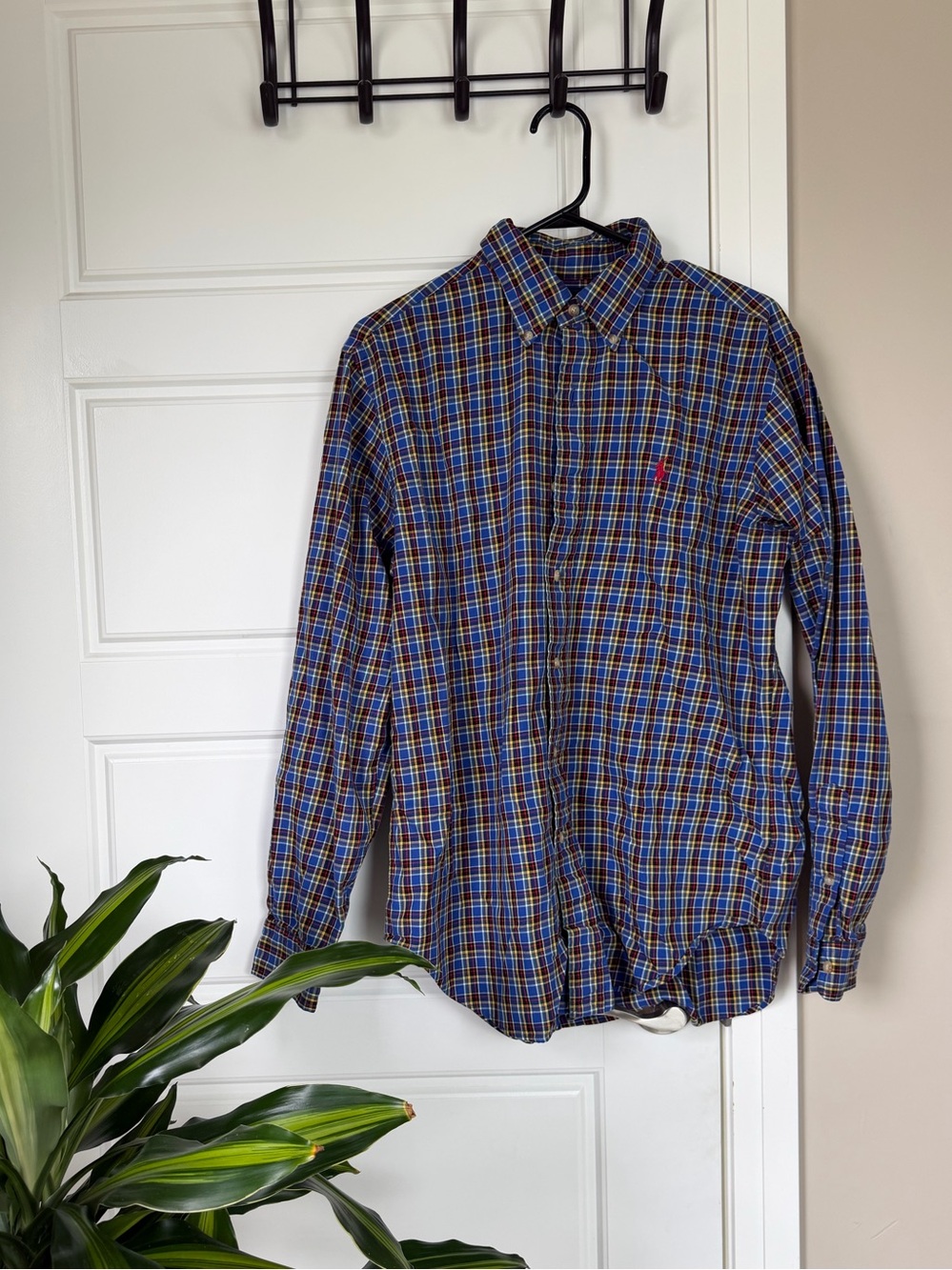 Polo by Ralph Lauren Blue and Brown Plaid Button-Down Shirt